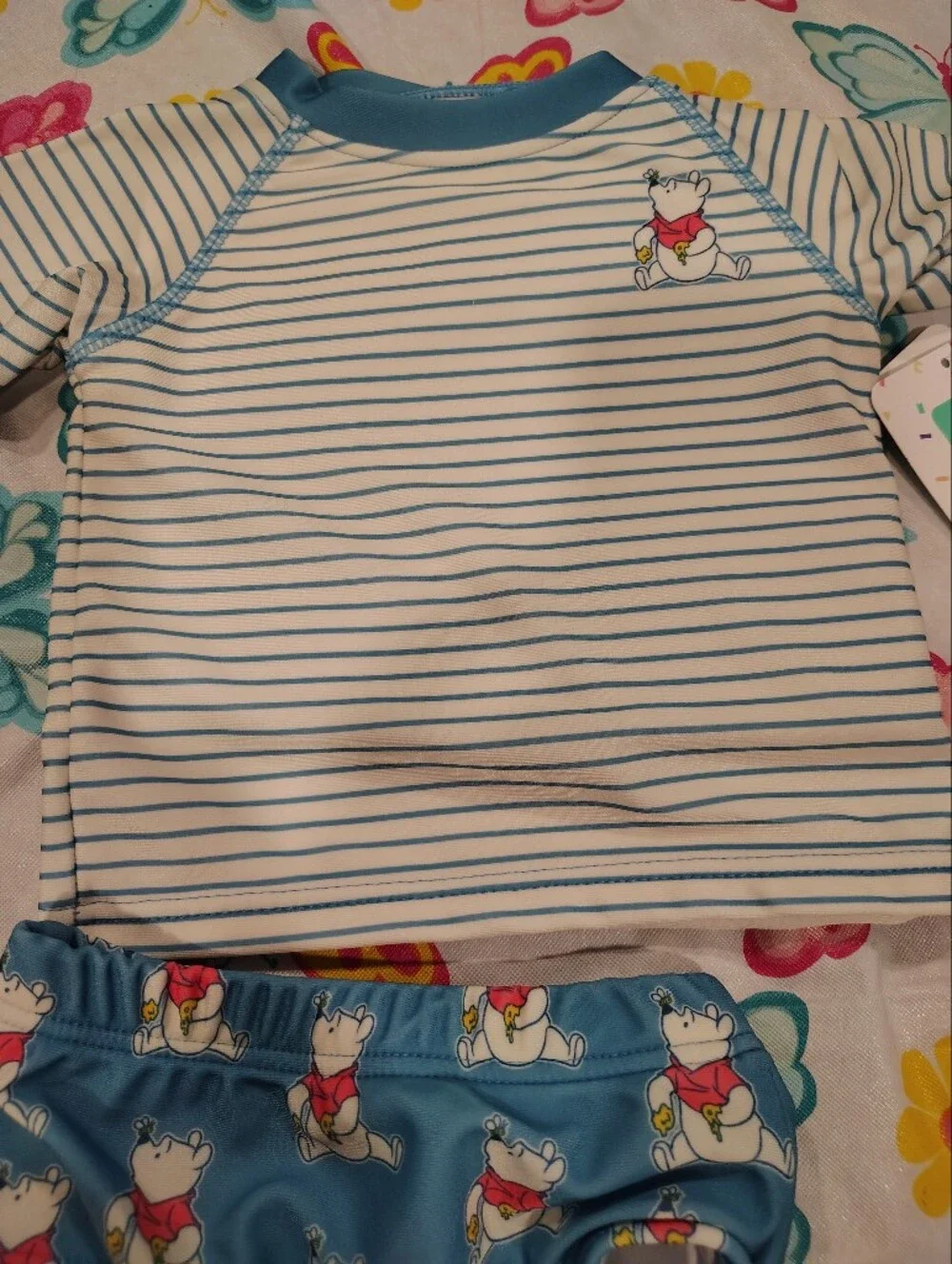 Disney Kids Pajama Set Blue and White Striped 2-Piece
